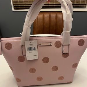 New with tags Kate Spade Hani Haven Lane pink glitter polka dot tote